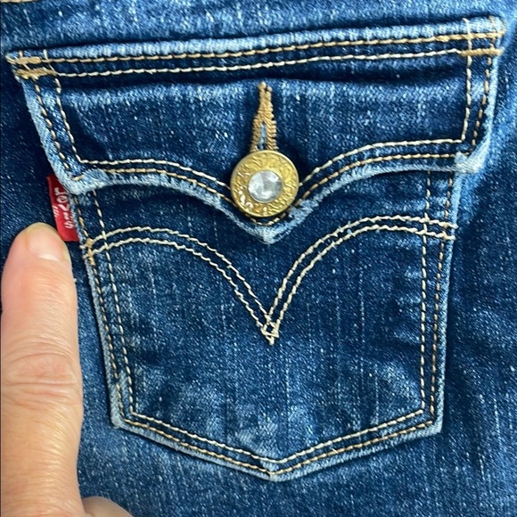 Girls Levi's Jean Shorts Distressed Gem Buttons Adjustable Waist Size 12 - Picture 5 of 15